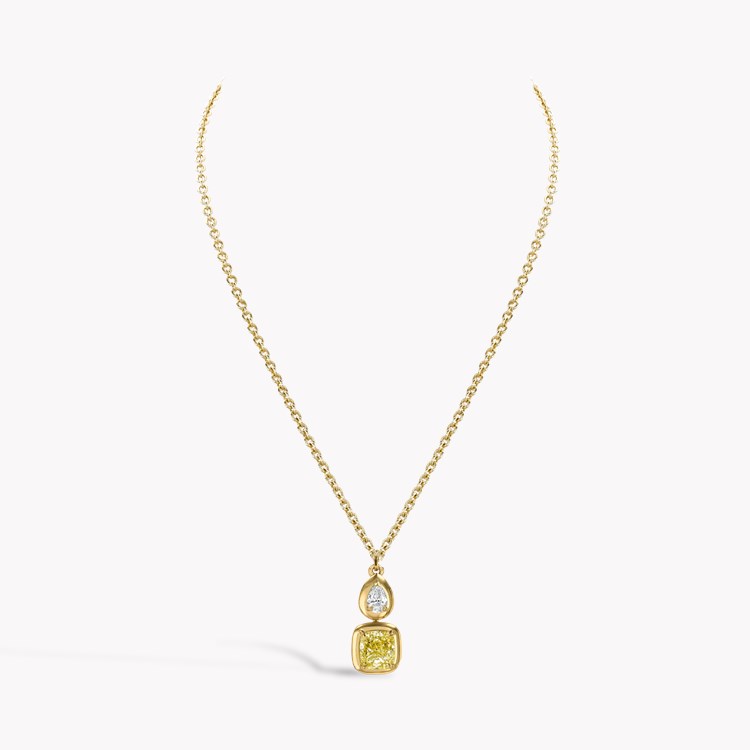 Skimming Stone 2.27ct Kimberley Yellow Diamond Pendant Cushion & Pear Shape, Claw Set_2
