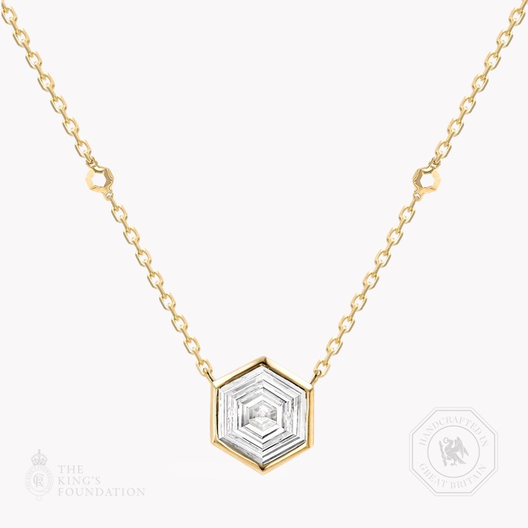 Honeycomb Diamond Solitaire Pendant   1.50ct in 18ct Yellow Gold