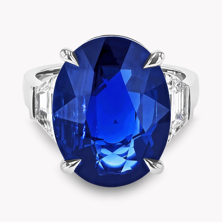 Masterpiece Oval Cut 11.03ct Sri Lankan Sapphire and Diamond Ring Oval & Trapeze Cut, Claw Set_2