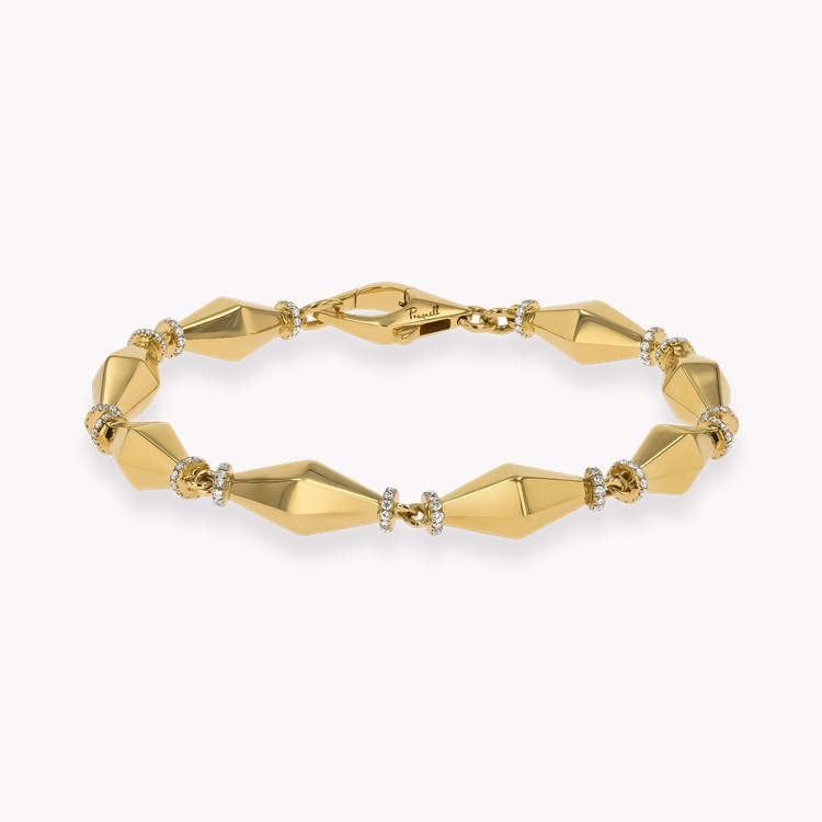 Cleopatra 0.75ct Diamond Gold Faceted Barrel Link Bracelet   in 18ct Yellow Gold