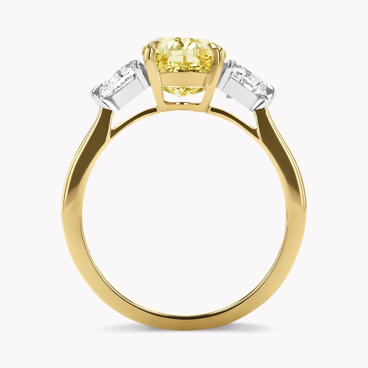 Venus Setting 3.01ct Fancy Yellow Diamond Ring Oval Cut & Heart Shape, Claw Set_3