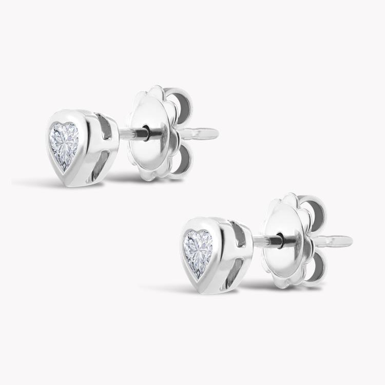 Sundance Diamond Earrings  0.40CT in 18CT White Gold Heartshaped, Rubover Set_2