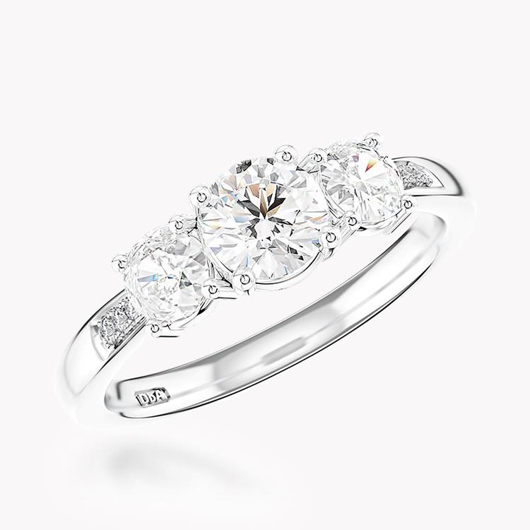 1.01CT Diamond Three-Stone Ring Platinum Duchess Setting Brilliant Cut, Three-Stone, Diamond Shoulders_1