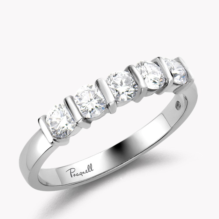 Round Brilliant Cut Diamond Five-Stone Ring Brilliant Cut, Five-Stone, Bar Set_1