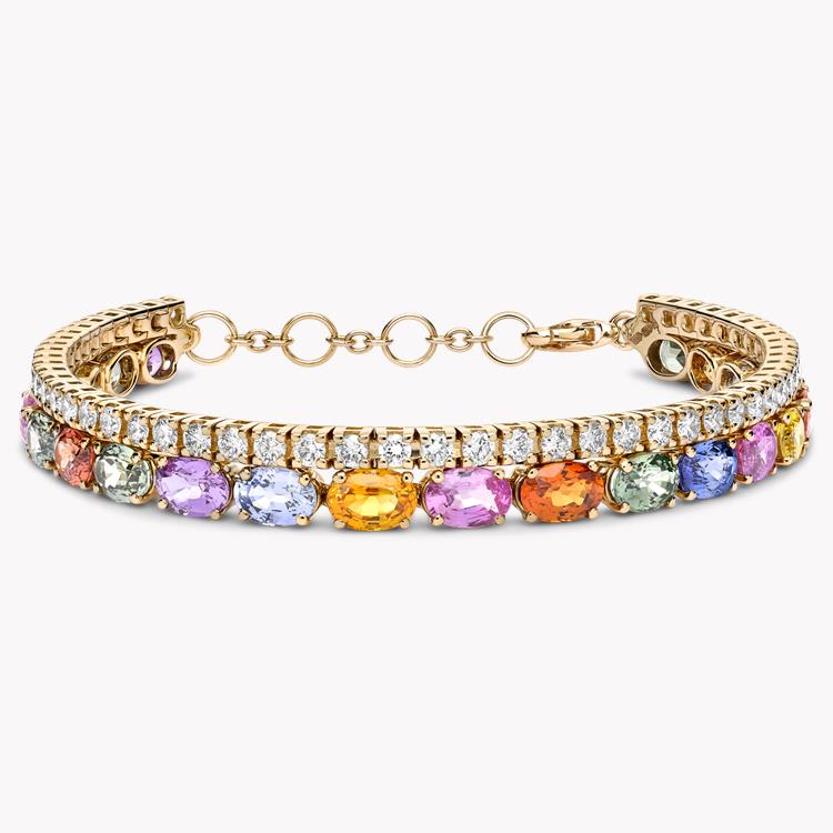 Rainbow Fancy Sapphire and Diamond Two Row Bracelet  16.37CT in Rose Gold Oval Cut, Claw Set_1