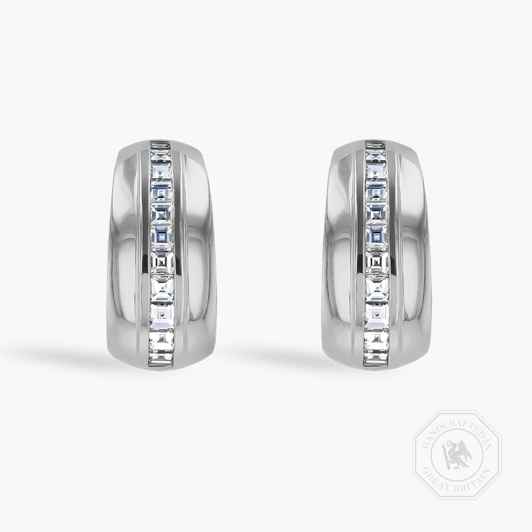 Manhattan 0.49ct Single Row Diamond Huggie Earrings Carre Cut, Channel Set_1