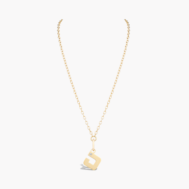 Letter J Diamond Pendant Charm Brilliant Cut, Rubover Set_2