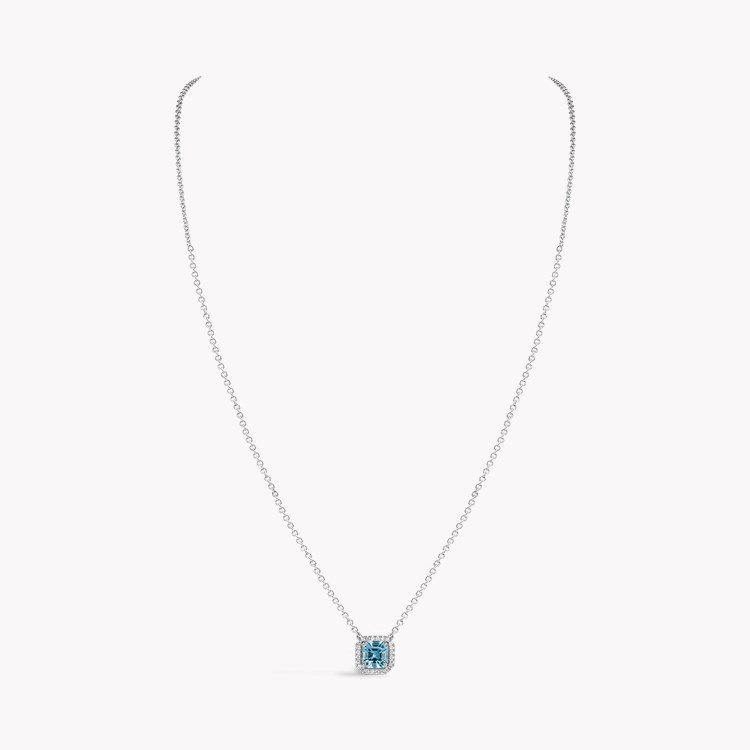 Asscher Cut 0.55ct Lukusuzi Aquamarine and Diamond Pendant Asscher Cut, Claw Set_2