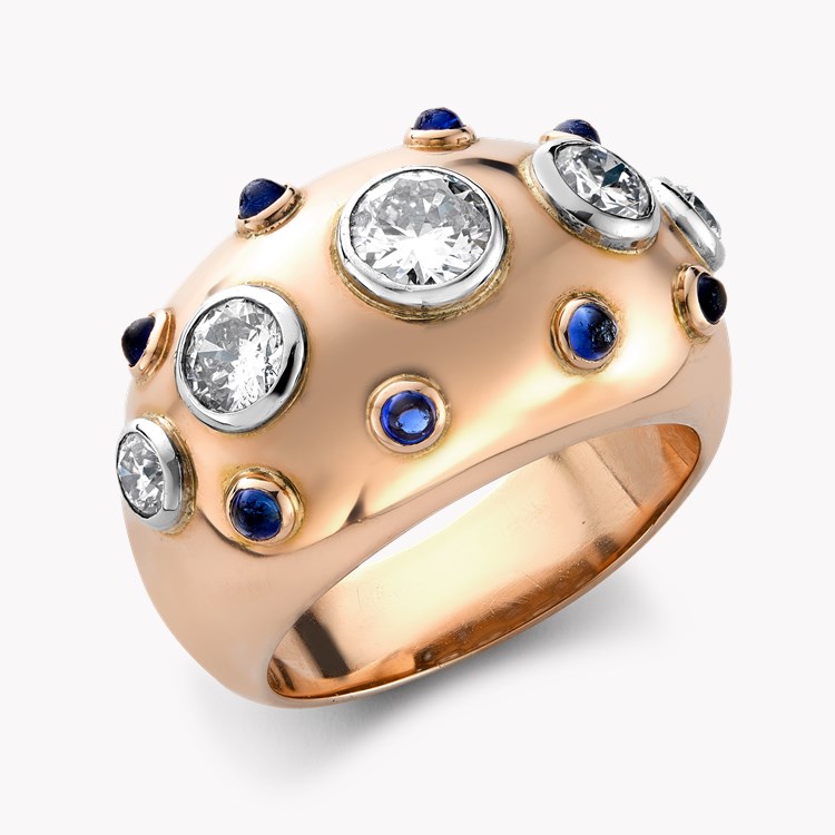 Retro Boivin Bombé Ring Brilliant & Cabochon Cut, Rubover Set_1