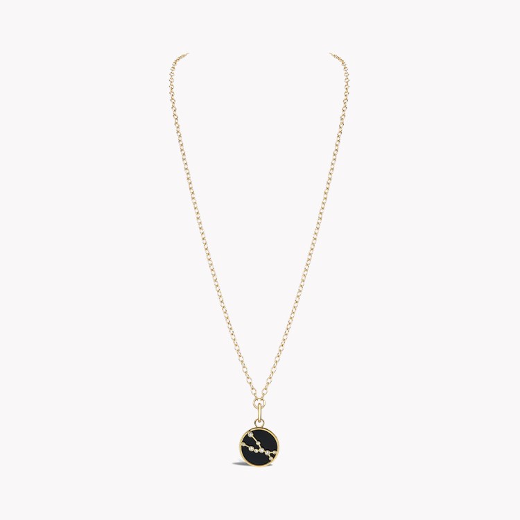 Constellation Diamond and Black Onyx Taurus Pendant Charm Brilliant Cut, Rubover Set_3