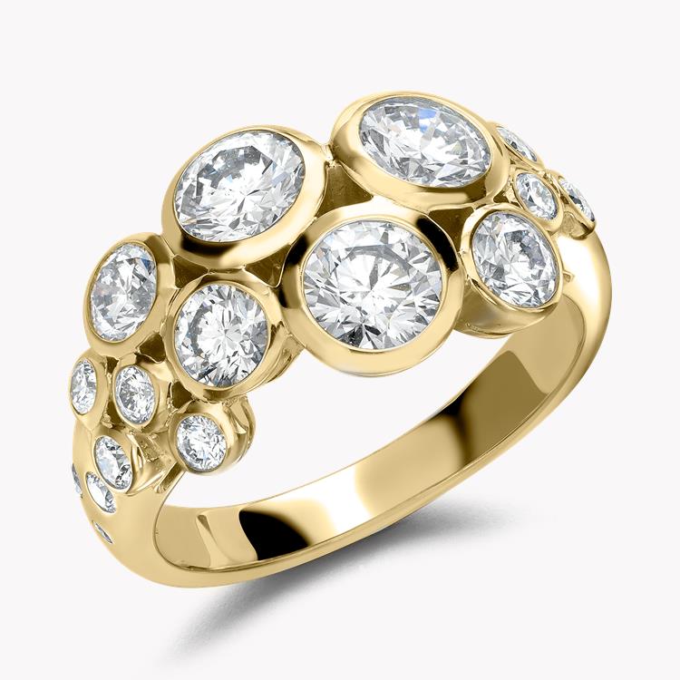 Bubbles Diamond Dress Ring 2.25CT in Yellow Gold Brilliant Cut, Rubover Set_1