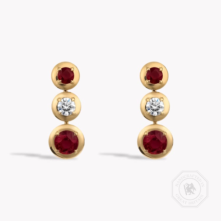Skimming Stone 3.54ct Ruby and Diamond Earrings   in 18ct Yellow Gold