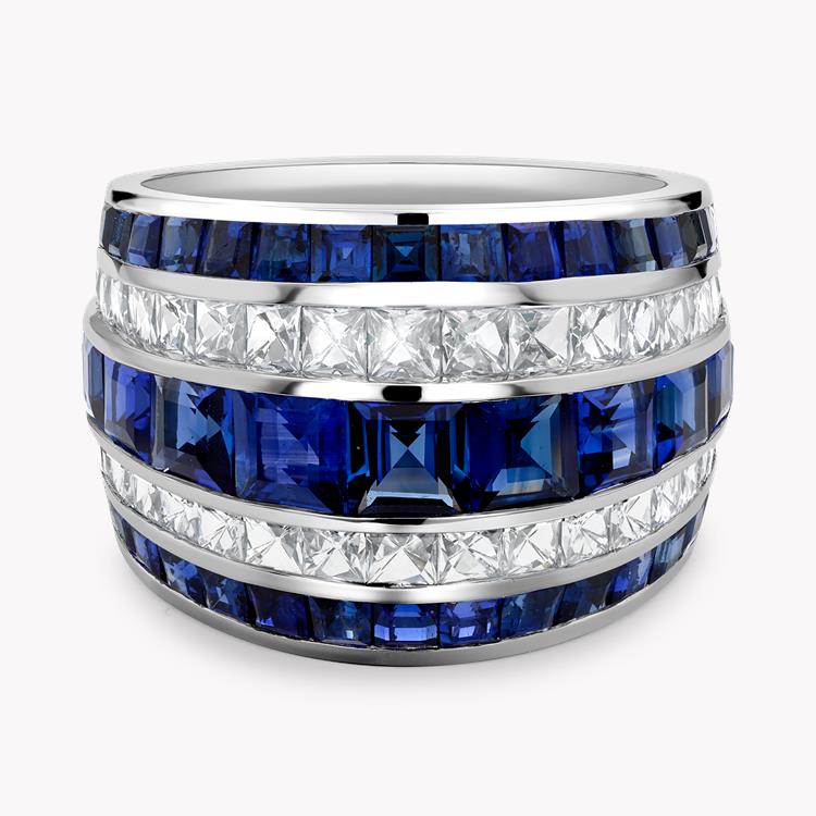 Manhattan Classic Sapphire & Diamond Ring  6.43CT in Platinum Carre & French Cut, Channel Set_2