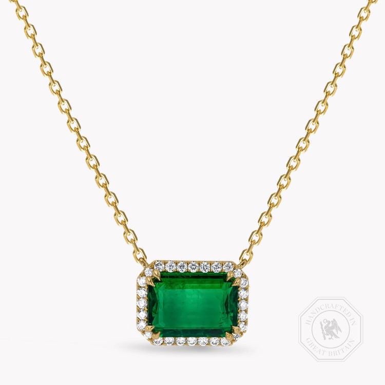 Octagonal Cut 3.37ct Emerald and Diamond Pendant Octagonal Cut, Claw Set_1