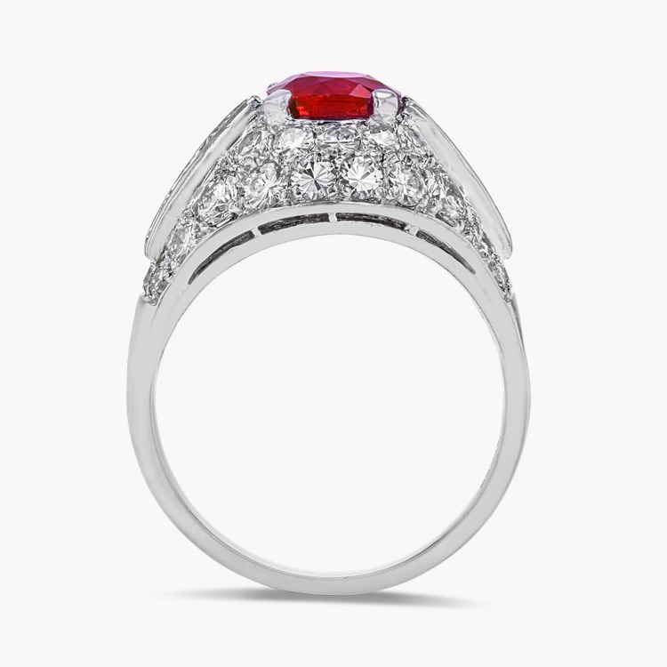 1960s Bvlgari 1.74ct Burmese Ruby Trombino Ring Cushion modern cut, Claw set_3