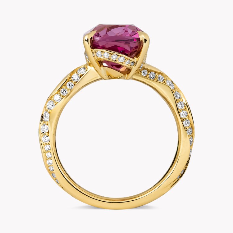 Cushion Cut 7.12ct Kitulo Garnet and Diamond Ring Modern Cushion Cut, Claw Set_3
