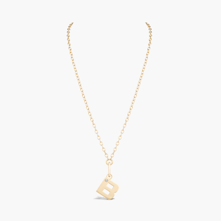 Letter B Diamond Pendant Charm Brilliant Cut, Rubover Set_2