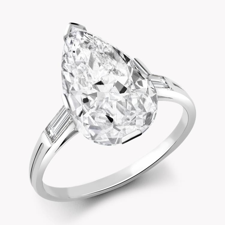 Edwardian 5.54ct Pearshape Diamond Solitaire Ring   in Platinum
