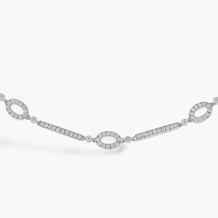 Brilliant Cut 10.66ct Oval & Bar Link Diamond Necklace Brilliant Cut, Millegrain Set_2