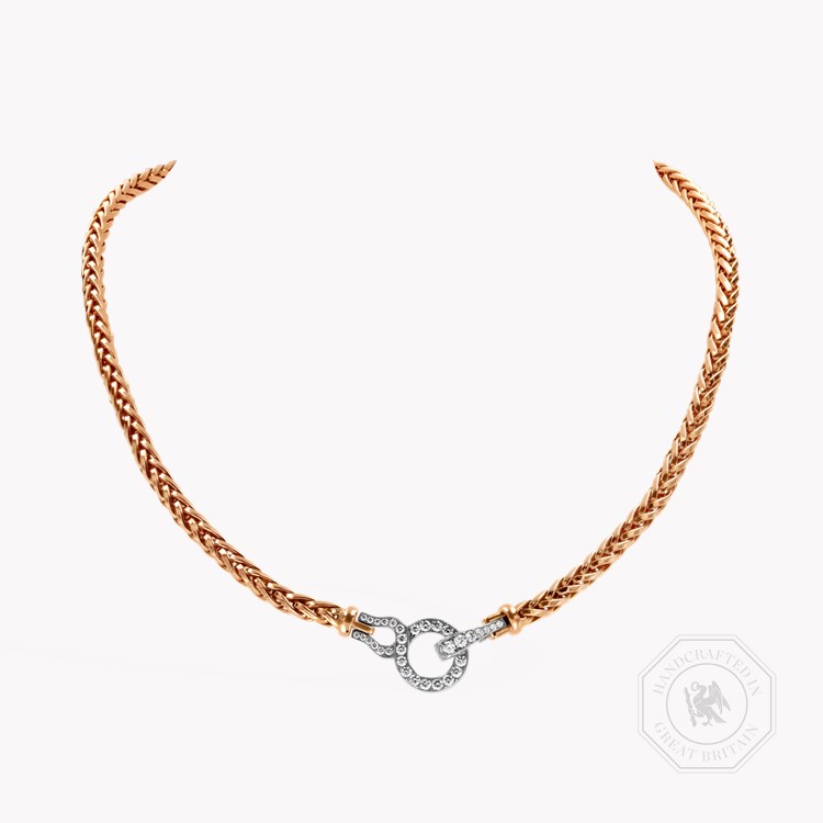 English Chain Necklace with Diamond Clasp Brilliant Cut, Grain Set_1