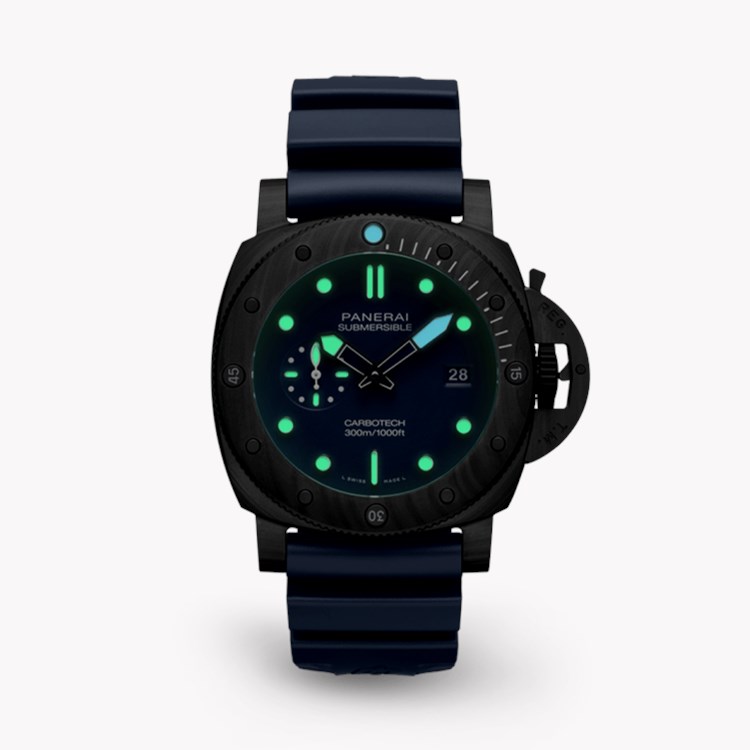 Panerai Submersible QuarantaQuattro Carbotech™ Blu Abisso 44mm, Blue Dial, Baton Numerals_3