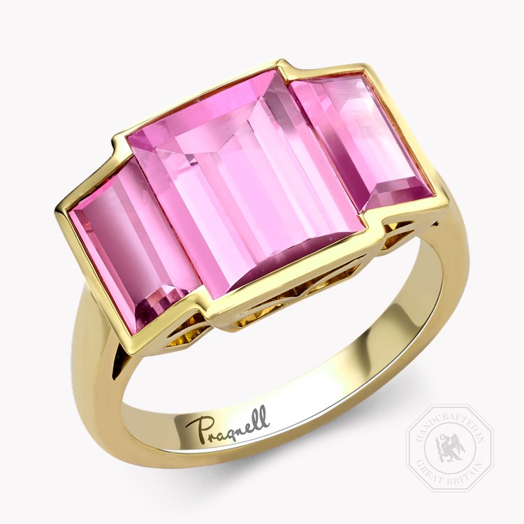 Kingdom Pink Tourmaline Ring Baguette Cut, Rubover Set_1