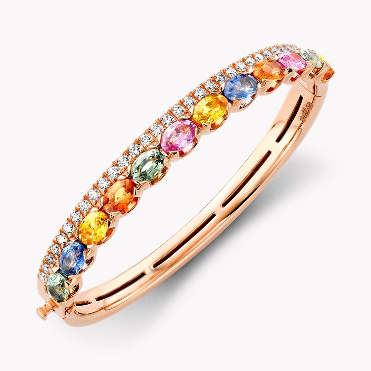 Rainbow Sapphire and Diamond Bangle Oval Cut, Claw Set_2