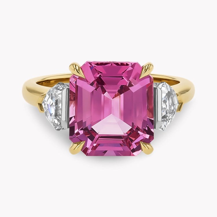 Masterpiece 5.15ct Tanzanian Candy Pink Spinel and Diamond Ring Emerald Cut, Claw Set_2