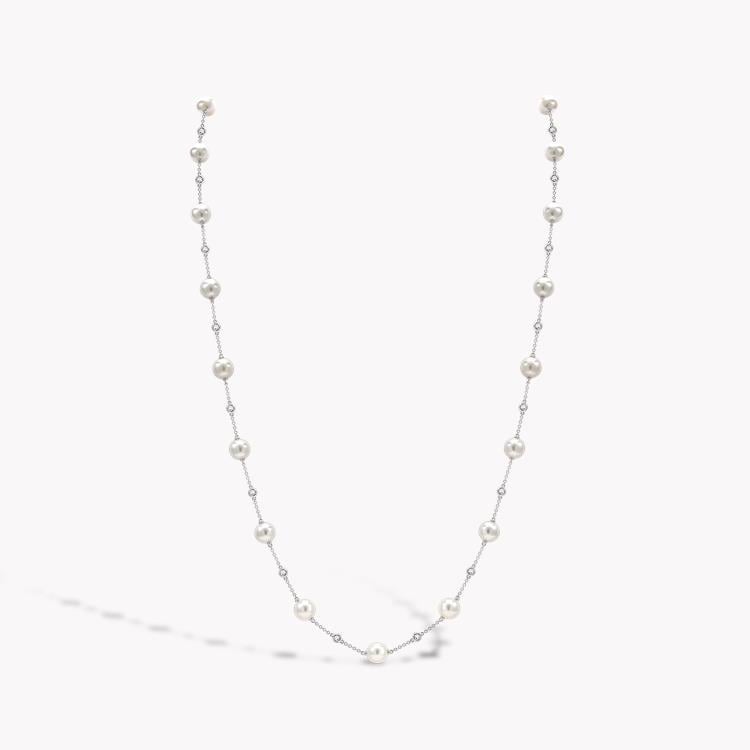 Akoya Pearl Necklace White Gold Chain with Spectacle Set Diamonds_1