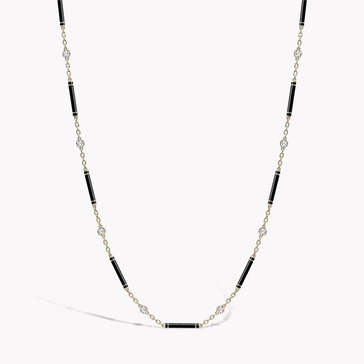Brilliant Cut Diamond Necklace 1.92CT in Yellow Gold Long Necklace with Black Enamel_2