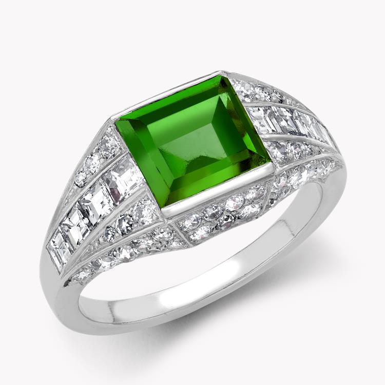 Art Deco Emerald and Diamond  Ring 2.00CT in Platinum Square, Carre and Brilliant Cut, Channel & Claw Set_1