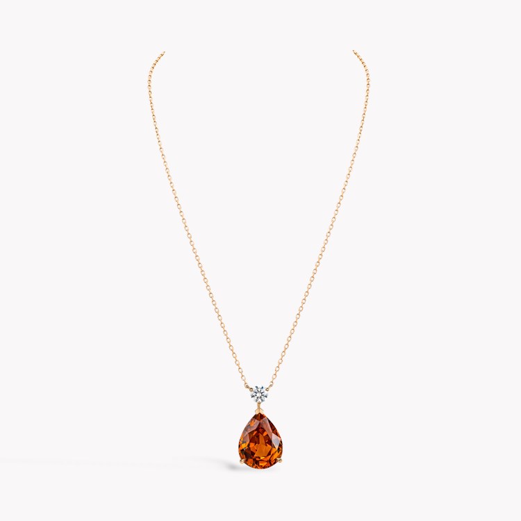 Pear Shaped 8.63ct Spessartite Garnet and Diamond Pendant Pear Shaped, Claw Set_2