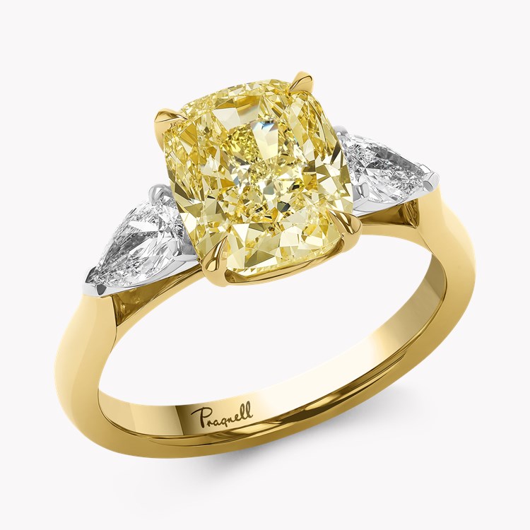 Cushion Cut 3.61ct Diamond Three Stone Ring Cushion & Pear Cut, Claw Set_1