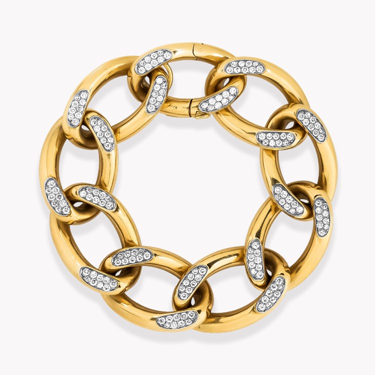 Retro Cartier 3.50ct Diamond Curb Link Bracelet Brilliant Cut, Pave Set_1