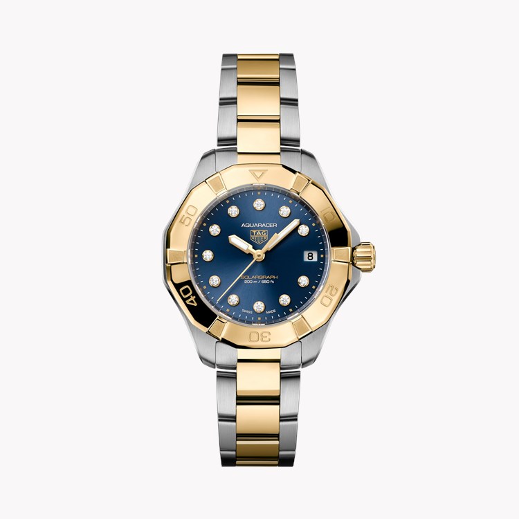 Tag Heuer Aquaracer Date 34mm, Blue Dial, Diamond Numerals_1