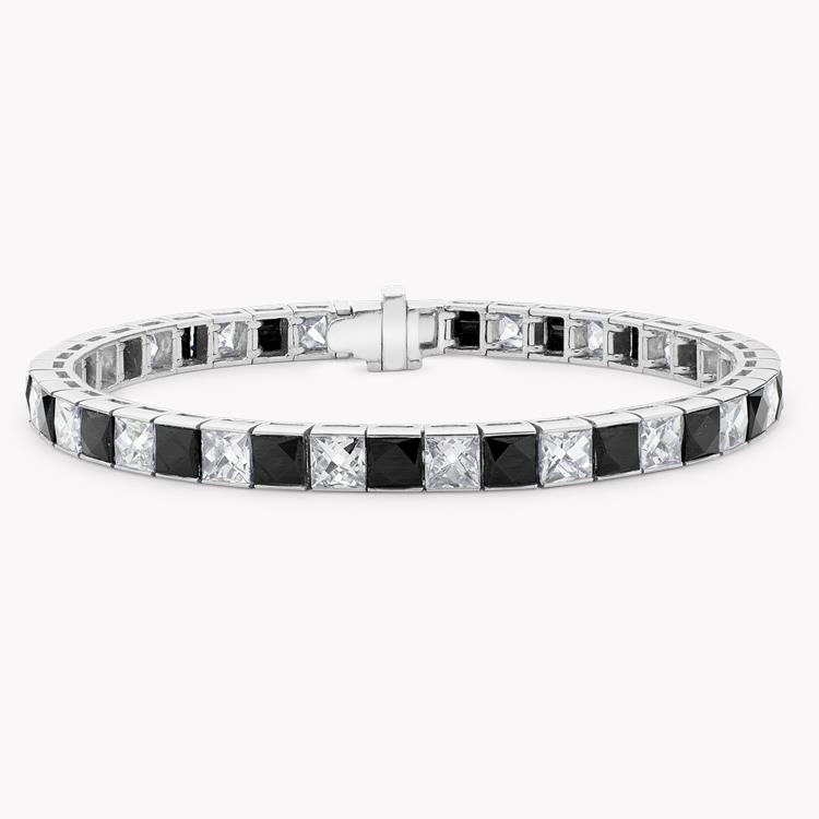 Art Deco Diamond & Onyx Line Bracelet  in Platinum French Cut. Channel Set_2
