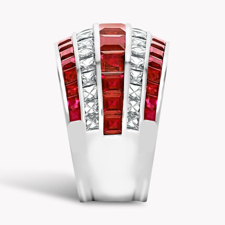 Manhattan Classic Ruby & Diamond Ring  8.60CT in Platinum Carre & French Cut, Channel Set_4