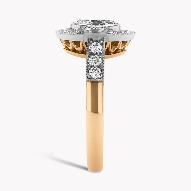 Oval Cut 0.96ct Diamond Cluster Ring Oval Cut, Millegrain Set_4