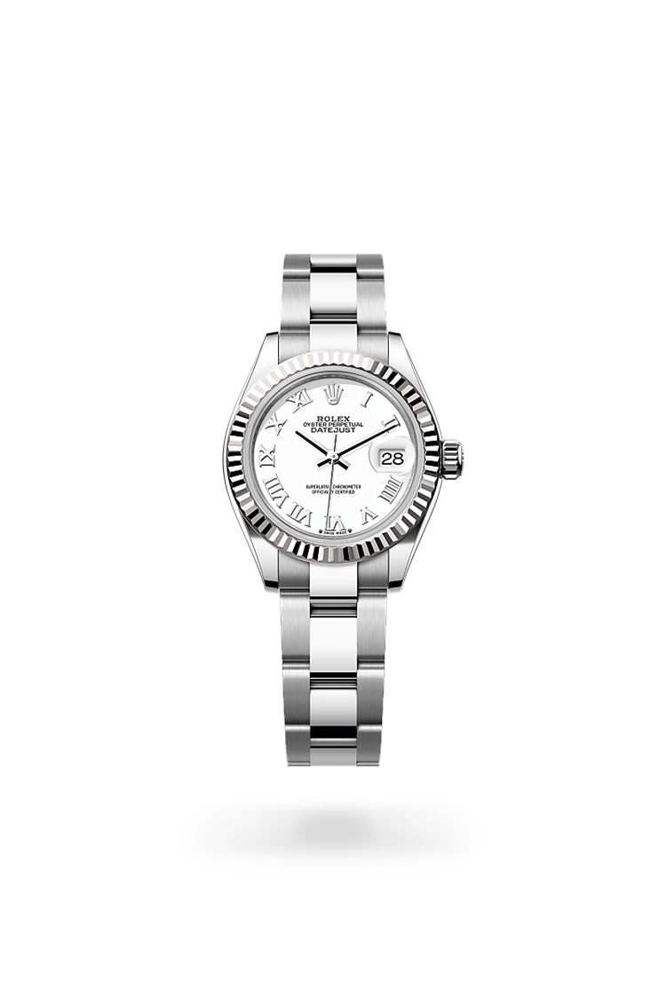 Lady-Datejust, Oyster, 28 mm, Oystersteel and white gold