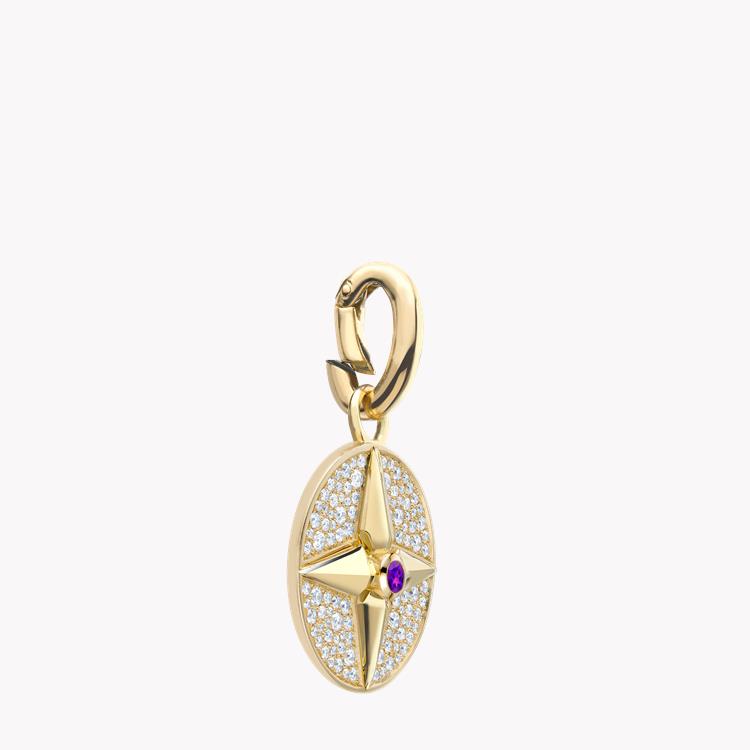 Amethyst (February) and Diamond Pendant Charm Brilliant Cut, Rubover & Claw Set_2