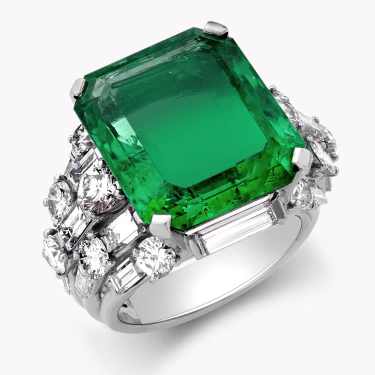 Oscar Heyman Colombian Emerald & Diamond Cocktail Ring  18.99ct in Platinum Emerald, Brilliant & Baguette Cut, Claw Set_1