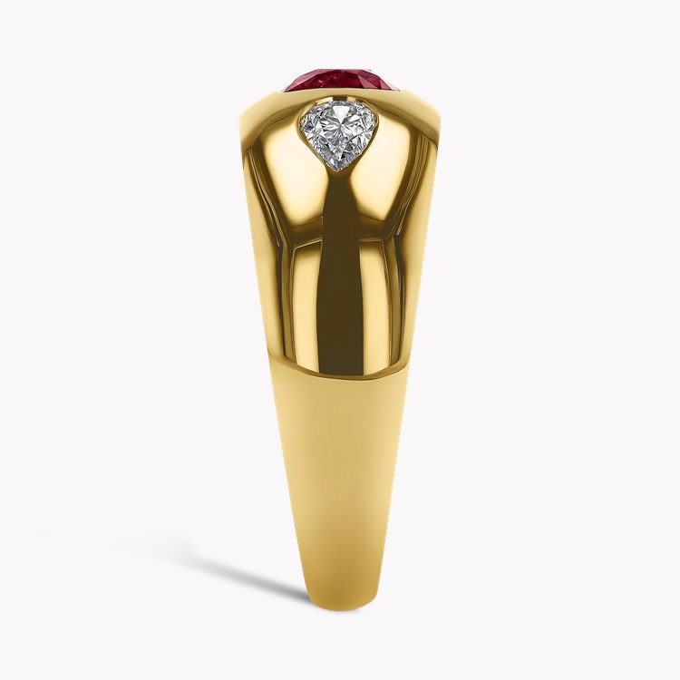 Stellar 1.29ct Burmese Ruby and Diamond Bombé Ring Cushion Antique Cut, Rubover Set_4