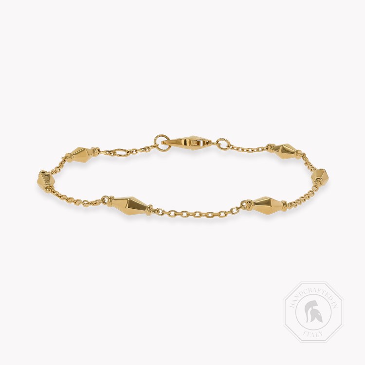 Mini-Cleopatra Gold Faceted Barrel Link Chain Bracelet    in 18ct Yellow Gold