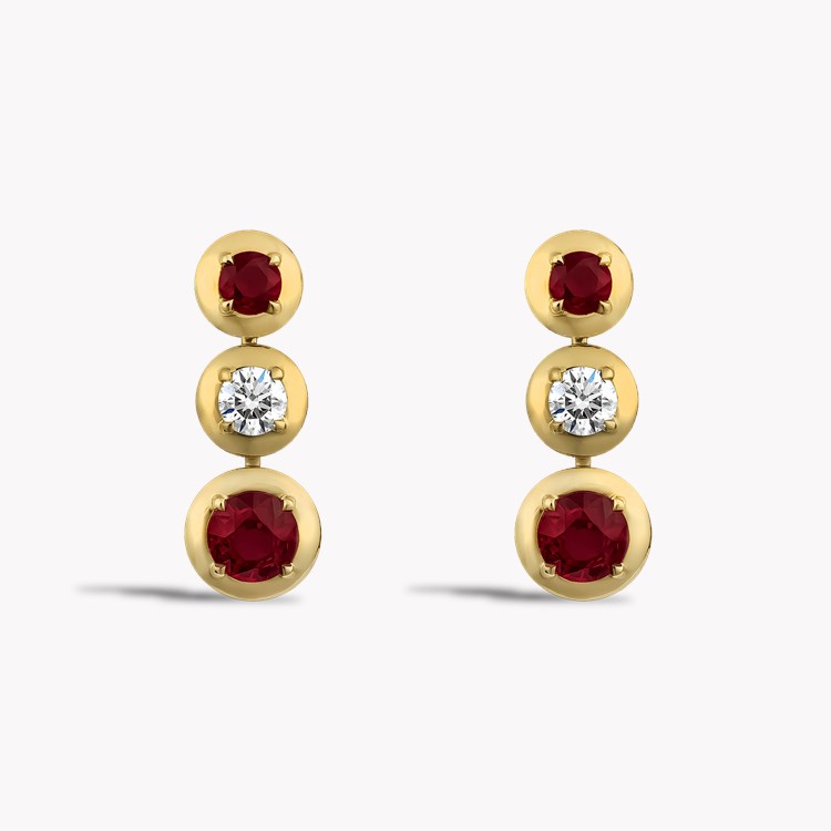 Skimming Stone 3.54ct Ruby and Diamond Earrings   in 18ct Yellow Gold