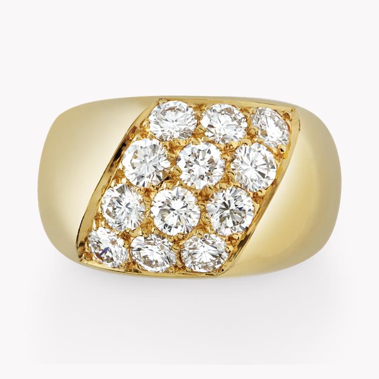 1980s Cartier Diamond Ring 2.28CT in Yellow Gold Brilliant Cut Diamond Bombé Ring_2