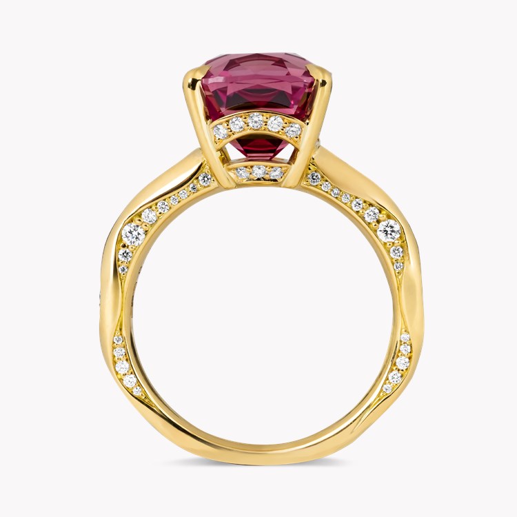 Cushion Cut 6.86ct Kitulo Garnet and Diamond Ring Modern Cushion Cut, Claw Set_3