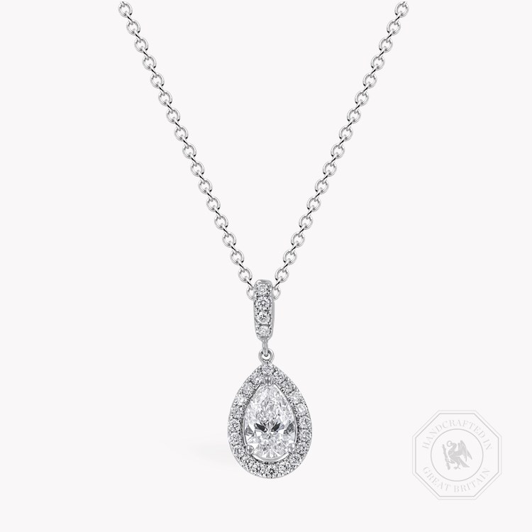 Pear Cut Diamond Pendant with Diamond Halo Pear & Brilliant Cut, Claw Set_1