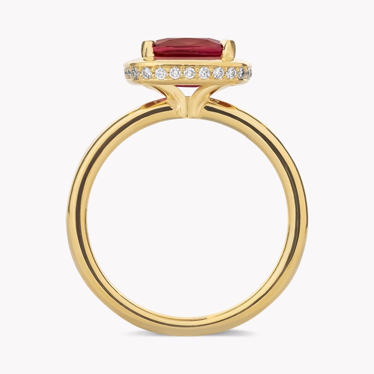 Skimming Stone 2.04ct Mozambique Ruby and Diamond Ring Modern Cushion Cut, Claw Set_3