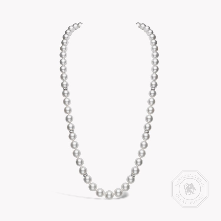 South Sea Pearl Necklace with Six Rondell Brilliant Cut Diamond Spacers 11.2mm-14.2mm_1