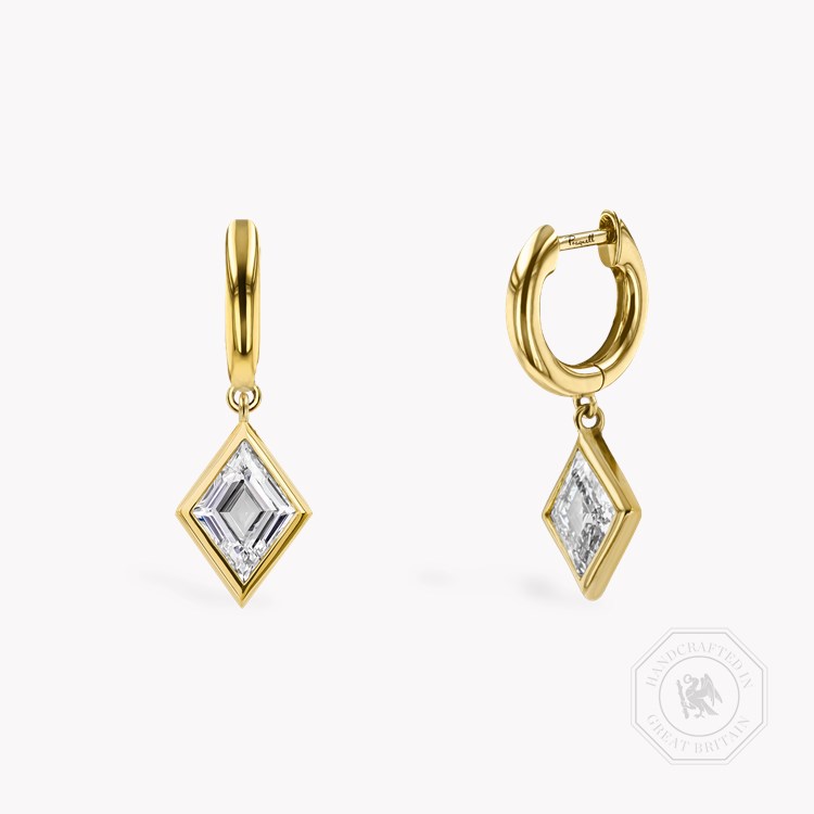 Lozenge Cut 1.27ct Diamond Drop Earrings Lozenge Cut, Rubover Set_1